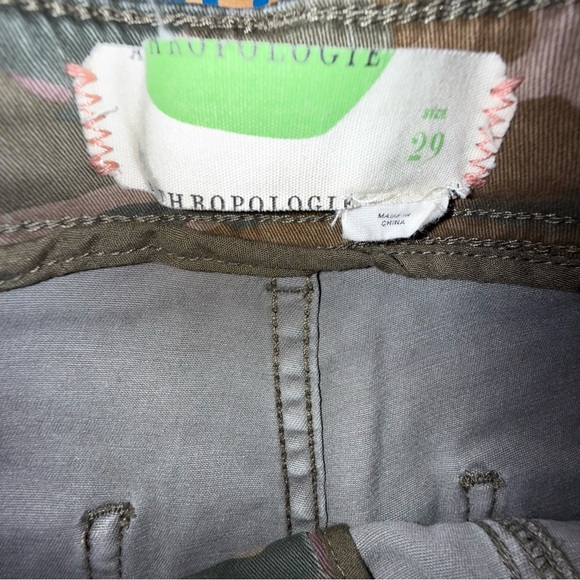 Anthropologie Girls high rise button fly camo utility camo slim pants 29 - Picture 7 of 12